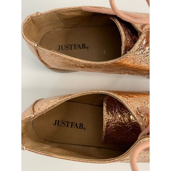 Just fab women’s Billie Jean oxford metallic size 6.5 5904 flats lace up pink - Picture 3 of 7